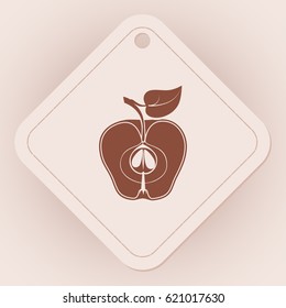 an apple in a cut, flat icon