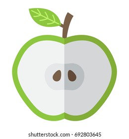 Apple cut flat icon, food and drink, half sign vector graphics, a colorful solid pattern on a white background, eps 10.