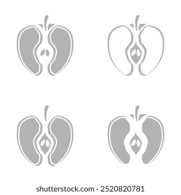 apple cut in half icon on a white background, vector illustration