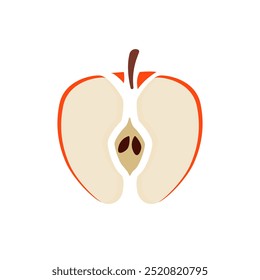 apple cut in half icon on a white background, vector illustration