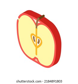 apple cut in half isometric icon vector. apple cut in half sign. isolated symbol illustration