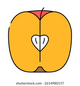apple cut in half line icon vector. apple cut in half sign. isolated symbol illustration