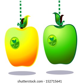 apple cut helmet, in transparency and white border, color coffee seeds, light yellow background.
