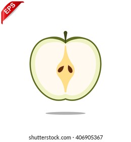 apple cut, vector flat apple cut, isolated apple icon