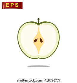 apple cut, vector flat apple cut, isolated apple icon