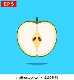 apple cut, vector flat apple cut, isolated apple icon