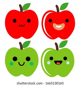 Apple cute cartoon vector illustration emoticon