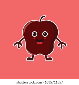 Apple Cute Character/ Mascot Vector Illustration