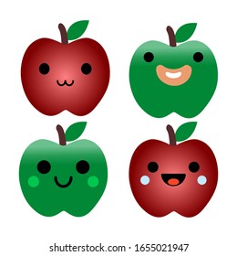Apple cute funny icon vector illustration isolated on a white background