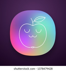 Apple cute kawaii app character. Happy fruit with smiling face. Funny emoji, emoticon, smile. Vector isolated illustration