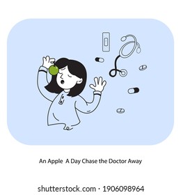 An Apple A Day Chase the Doctor Away illustration