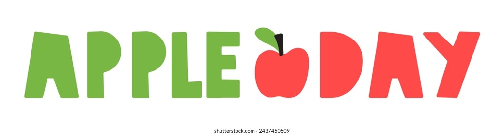 Día de Apple. Pancarta horizontal. Ilustración plana del vector en la bandera blanca.