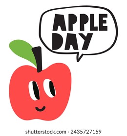 Apple day. Vector hand drawn illustration on white background. 
