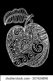 Apple decorative Fruit. Hand drawing illustration.