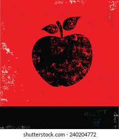 Apple design on red background,grunge vector