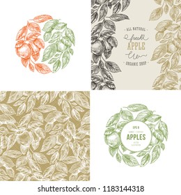 Apple design template collection. Banners, pattern, composition. 