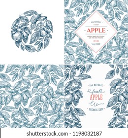 Apple design template collection. Banners, pattern, composition. 