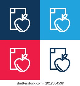 Apple Diet blue and red four color minimal icon set