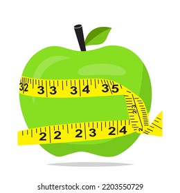 Ilustración del icono del vector de la dieta de Apple. Menú Dieta de Apple. Gimnasio blanco aislado y concepto de iconos de gimnasio. Mujer Dieta. Manzana verde.