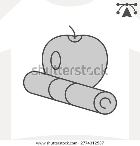 Apple with a diploma isometric icon, academic excellence concept. Vector graphics. Achievement, fruit and scroll sign and editable stroke, outline style icon for mobile or web design