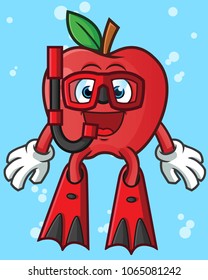 apple diving vector cartoon illustration