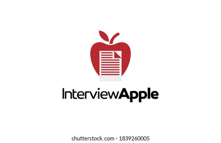 Apple With Document Vector Logo Design Template