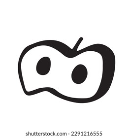 Apple. Doodle apple fruit isolated on white background. Abstract image of a fruit. Vector illustration