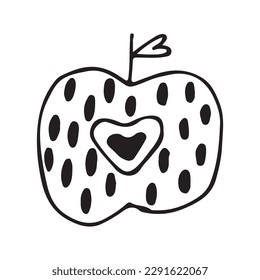 Apple. Doodle apple fruit isolated on white background. Abstract image of a fruit. Vector illustration