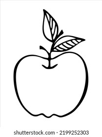 Contorno dibujado a mano por el garabato de Apple, fondo blanco. Ilustración del vector