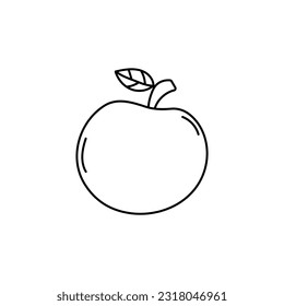 Apple doodle icon. Fruit black outline on white background. Vector illustration. 