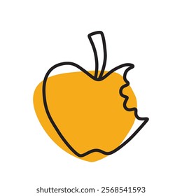 Apple doodle icon hand drawn with thin line and colorful blob
