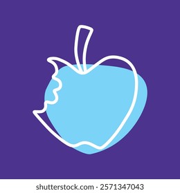Apple doodle icon hand drawn with thin line and colorful blob