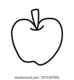 Apple doodle icon hand drawn with thin line in minimalistic style