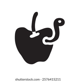 Apple doodle icon hand drawn in flat style