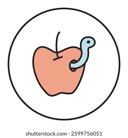 Apple doodle icon hand drawn with thin line in minimalistic style and colored