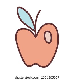 Apple doodle icon or logo, hand drawn with thin line
