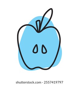 Apple doodle icon or logo, hand drawn with thin line