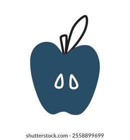 Apple doodle icon or logo, hand drawn in modern style