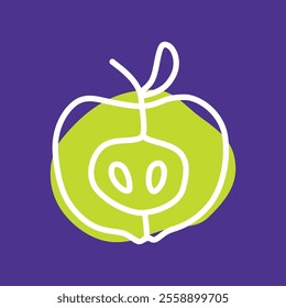 Apple doodle icon or logo, hand drawn with thin line