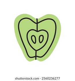 Apple doodle icon or logo, hand drawn in modern style