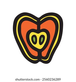 Apple doodle icon or logo, hand drawn with thin line