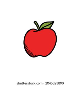 apple doodle icon, vector illustration