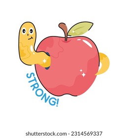Apple doodle vector outline Sticker. EPS 10 file