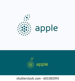 Apple dots leaf city logo, green eco ecology group logotype, hexagon isolated on white background logo.