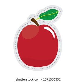 Apple dotted sticker image. Vector illustration design