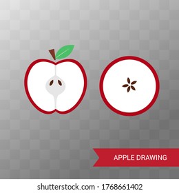 Dibujo de Apple. Icono básico de comida saludable.