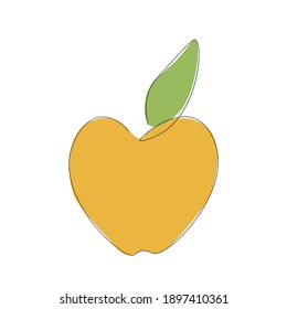 Apple drawing on white background, vector illustration