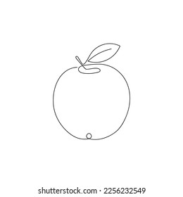 Apple drawn in one continuous line. One line drawing, minimalism. Vector illustration.