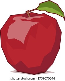 Apple drawn in vector with geometric shapes colored in flat colors. Vector drawing of fruit with fields of flat and geometric colors.