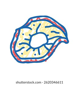 Vector de dibujo de icono de doodle de fruta seca de manzana. signo de fruta seca de manzana. ilustración de símbolo aislado